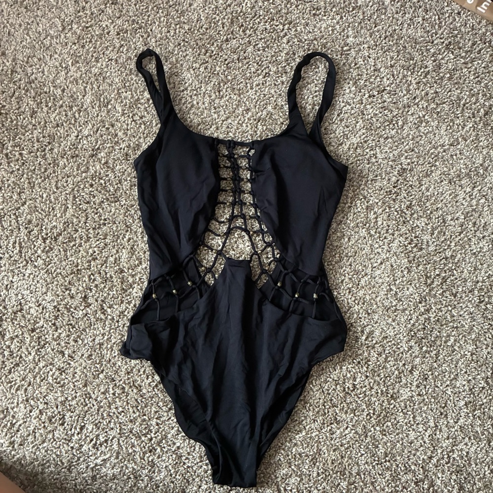 Stylish Black One Piece Swimsuit